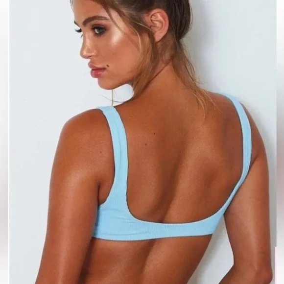 NWT WHITE FOX BOUTIQUE Palm Springs Top & bottom in Baby Blue Rib - Picture 2 of 10